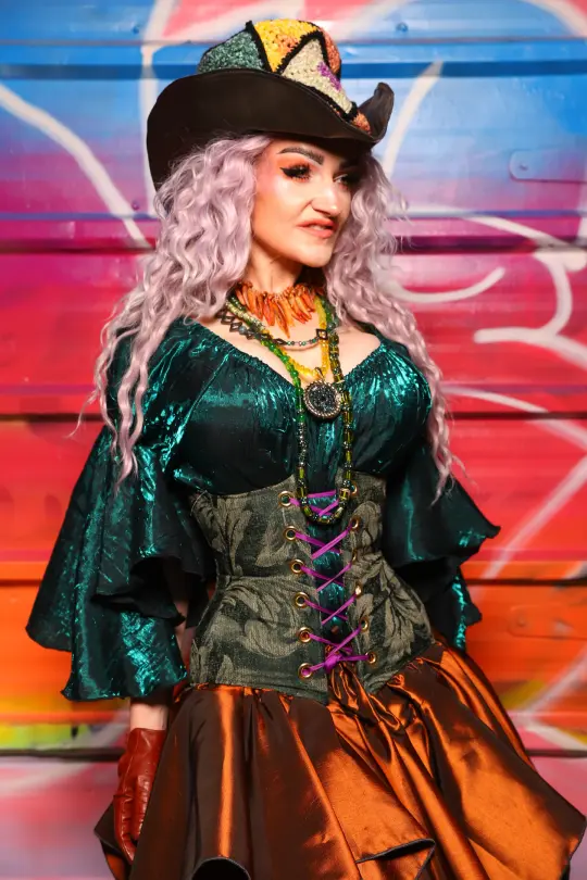 Petite Wench Underbust Corset in Forest Scroll - A Chest Full of Jewels Collection