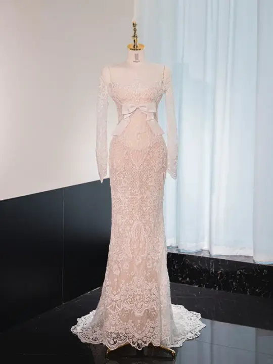 Light purple strapless fitted long ball gown, bridal dress R8988
