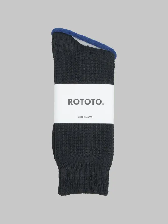 ROTOTO Cotton Waffle Crew Socks Black