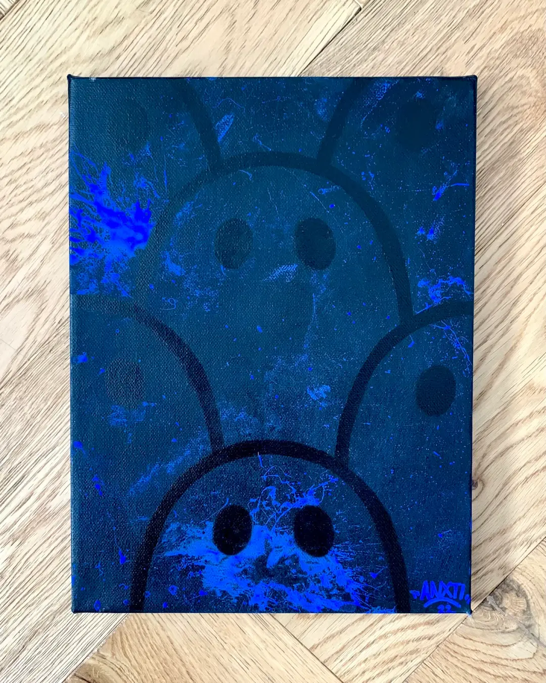 ANXTI “Popped” - Black & Blue Painting