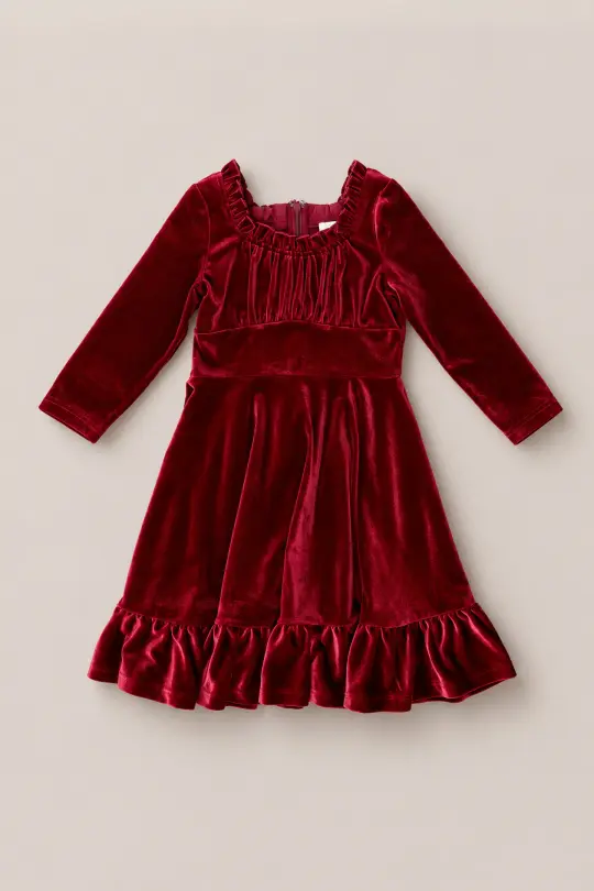 Mini Cypress Dress in Wine Velvet