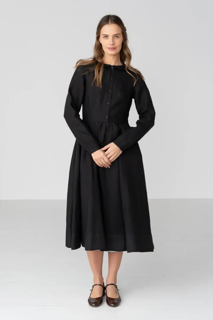 Classic – Long Sleeve Peter Pan Collar Linen Dress
