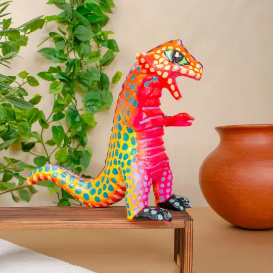 Papier-Mâché Dragon and Lizards Alebrijes Sculptures
