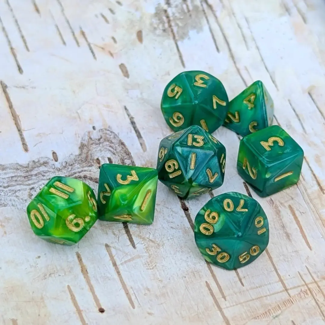 Archer's Mini Dice Set – Pearly Green Tiny DnD Dice | Fennek & Finch