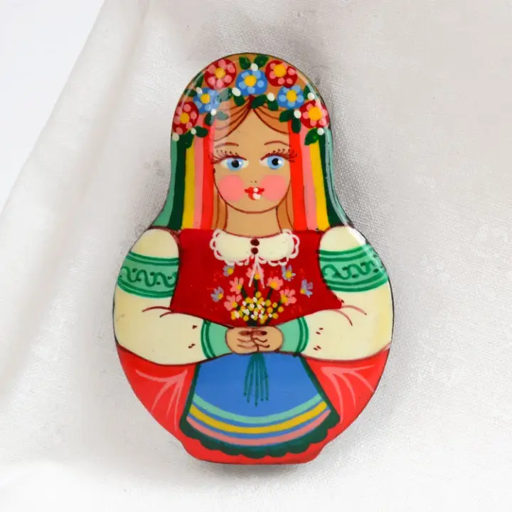 Colorful Flowers Pin Babushka