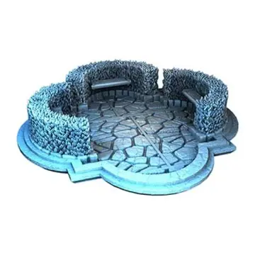 Unpainted 28mm 3D-printed cobbled hedge-ringed plaza — tabletop RPG terrain for D&D, Pathfinder & wargaming