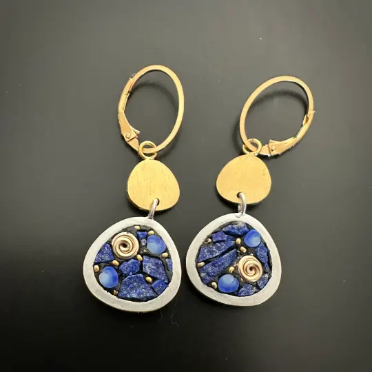 Lapis Pebble Earrings (reversible)