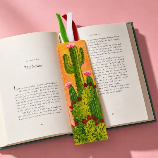 Hand-Painted Nopales Bookmark