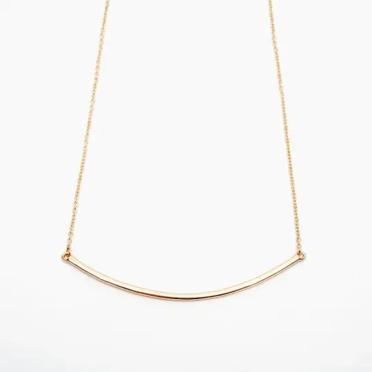 14k Gold Curved Bar Necklace
