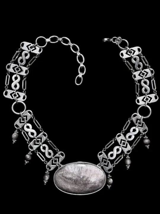 OMYREN | Silver Sheen Obsidian Necklace