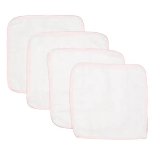 Baby Mode Signature Baby Boys and Girls Bath Washcloths with Piped Edge, Pink
