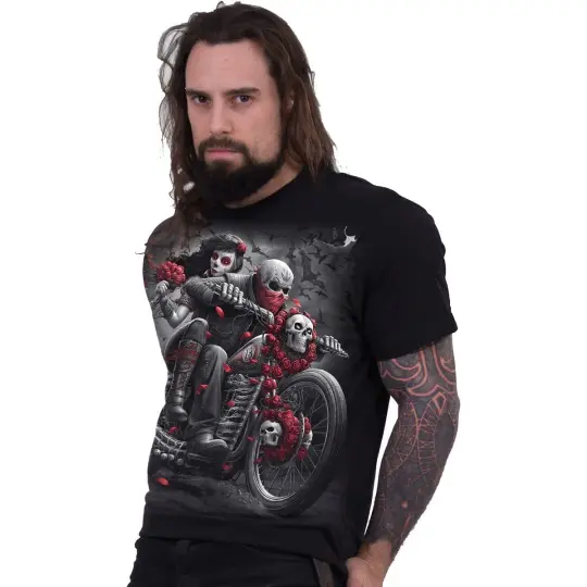 Day of the Dead Bikers T-Shirt Black - Top Quality Cotton
