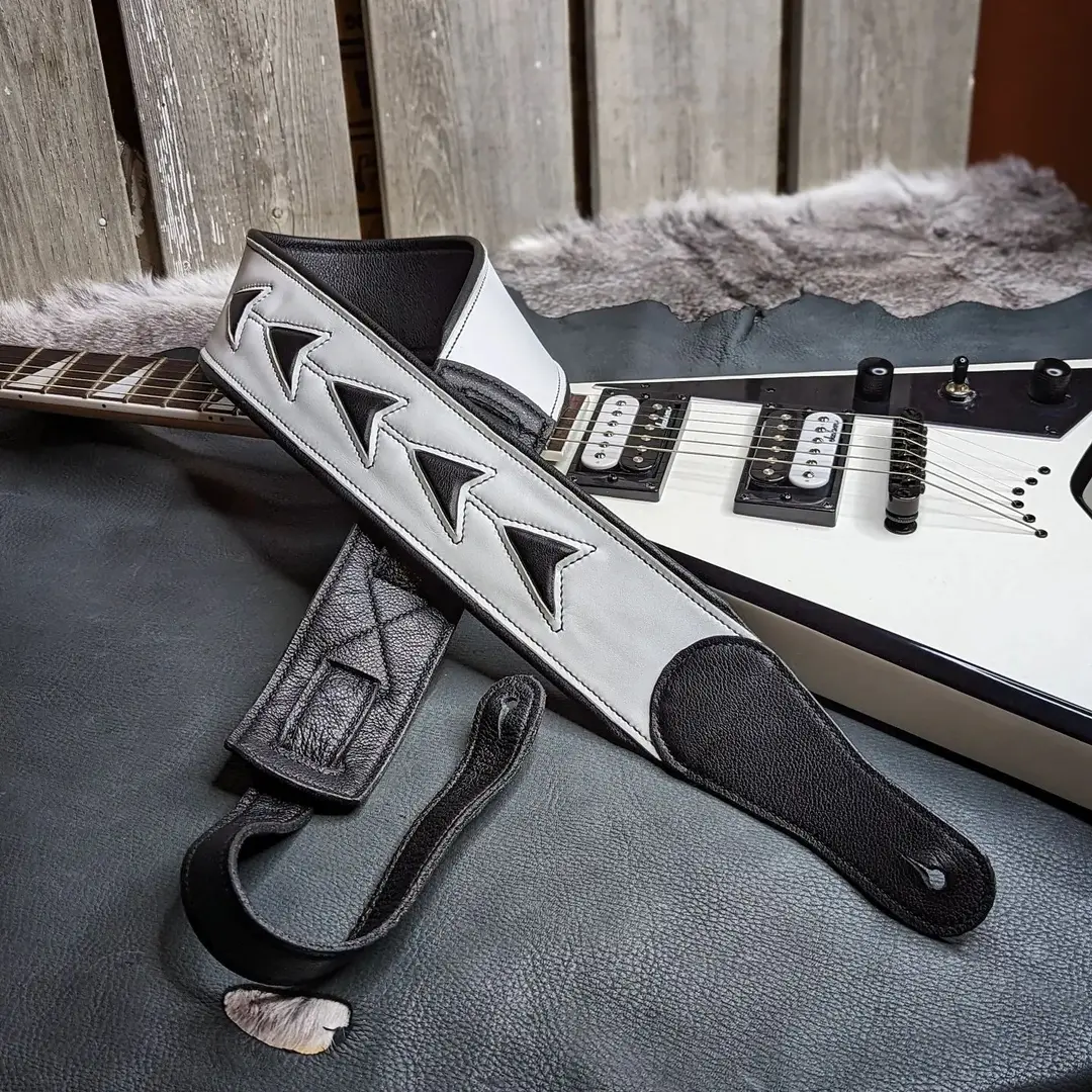 CUSTOM Guitar Strap | White + Black Jackson for D.B.