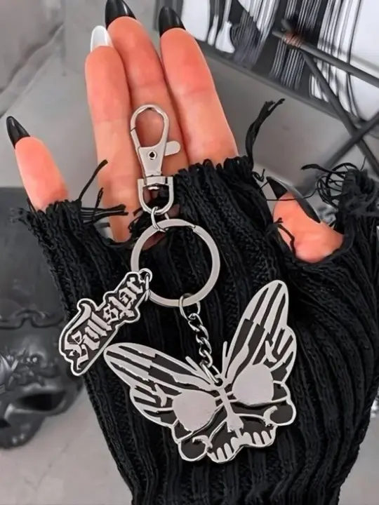 Killstar Darkspell Keychain Skull Butterfly Gothic Metal Charm Accessory OS NWT