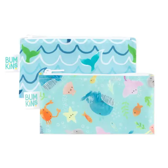 Reusable Snack Bag, Small 2-Pack: Ocean Life & Whale Tail