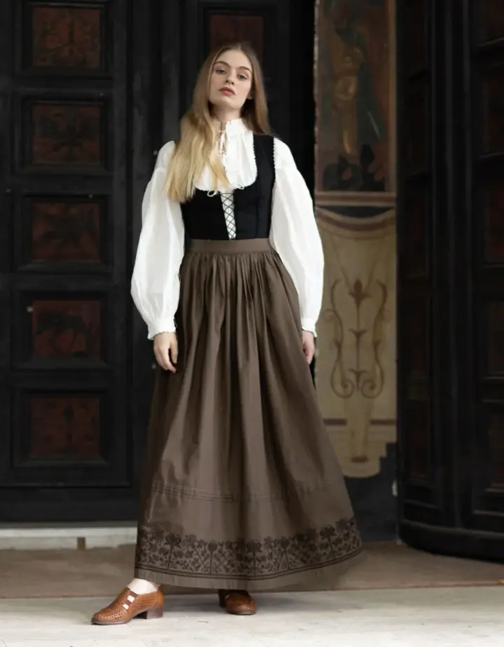 Jupe brodée 'Mivilud' sarrasin maxi