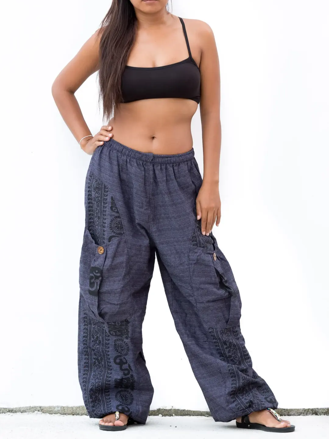 Harem Pants Om Front Pocket Blue
