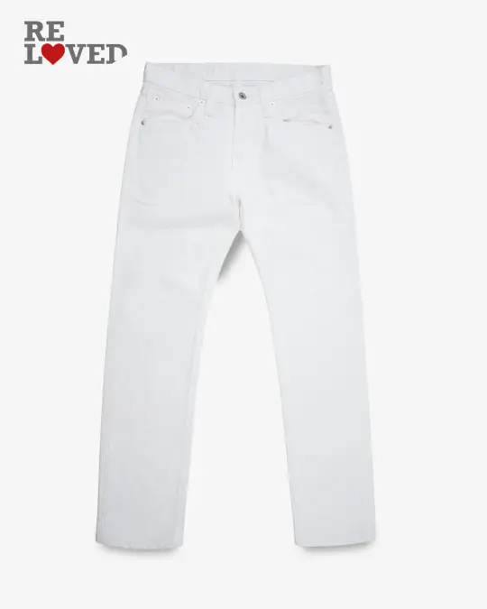 13.5oz Denim Slim Tapered Cut Jeans - White (IH-777-WT) Tag 30, Hemmed to 30.5"