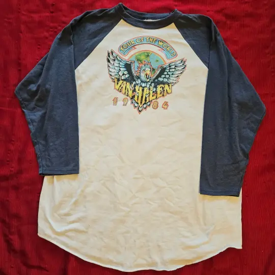 Van Halen 1984 Tour of the world raglan t-shirt, size 2X