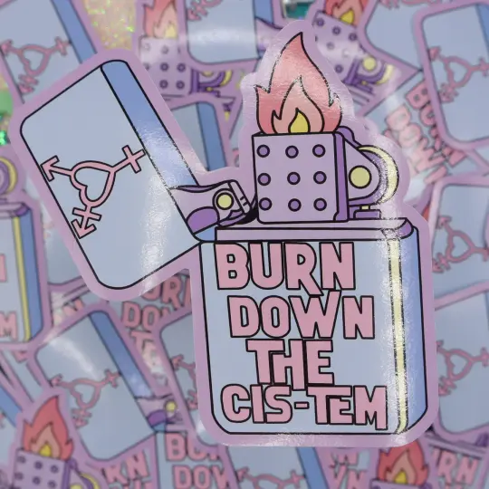 Burn Down The Cis-tem Large Vinyl Sticker