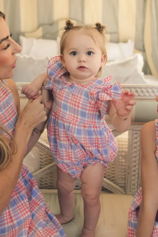Baby Ana Romper in Blossom Plaid