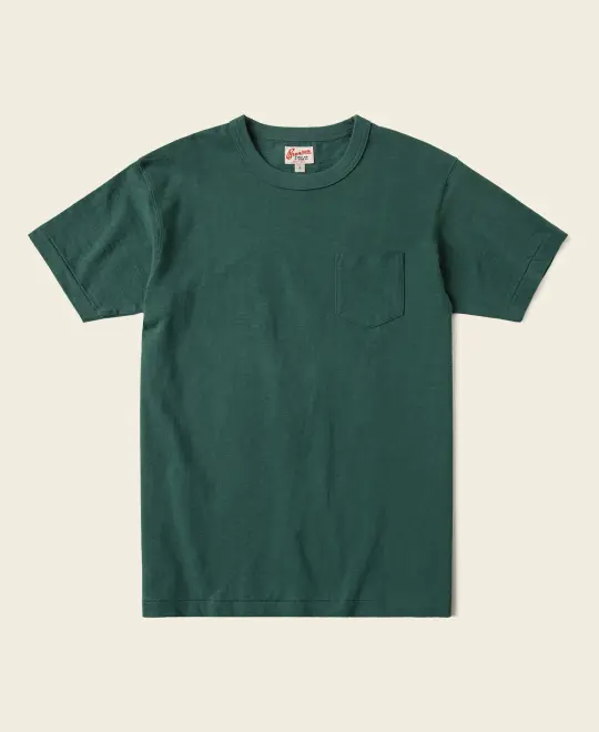 Loopwheel Tubular Slub Cotton Pocket T-Shirt - Green
