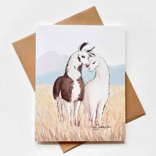 Llamas in Love Card