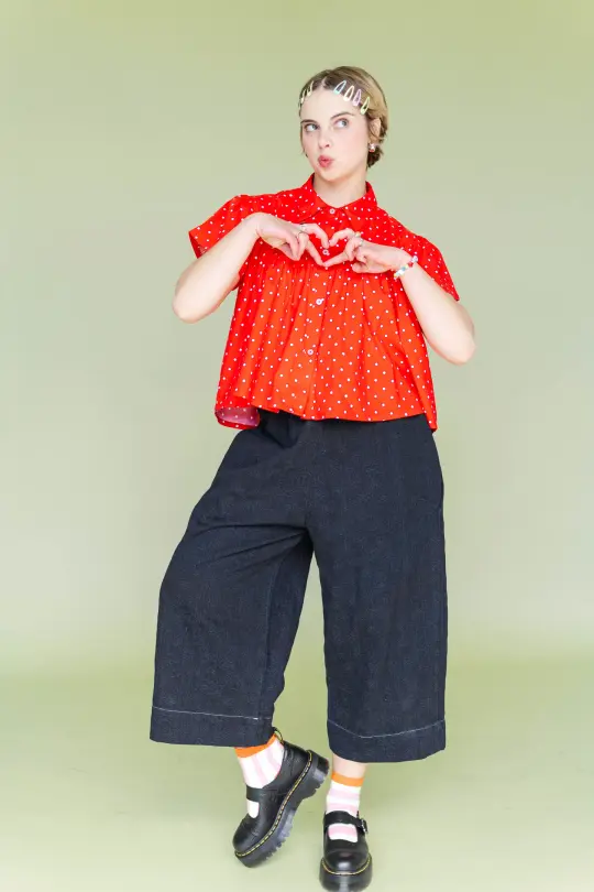 BLACK DAISY DENIM MID EASY PANT