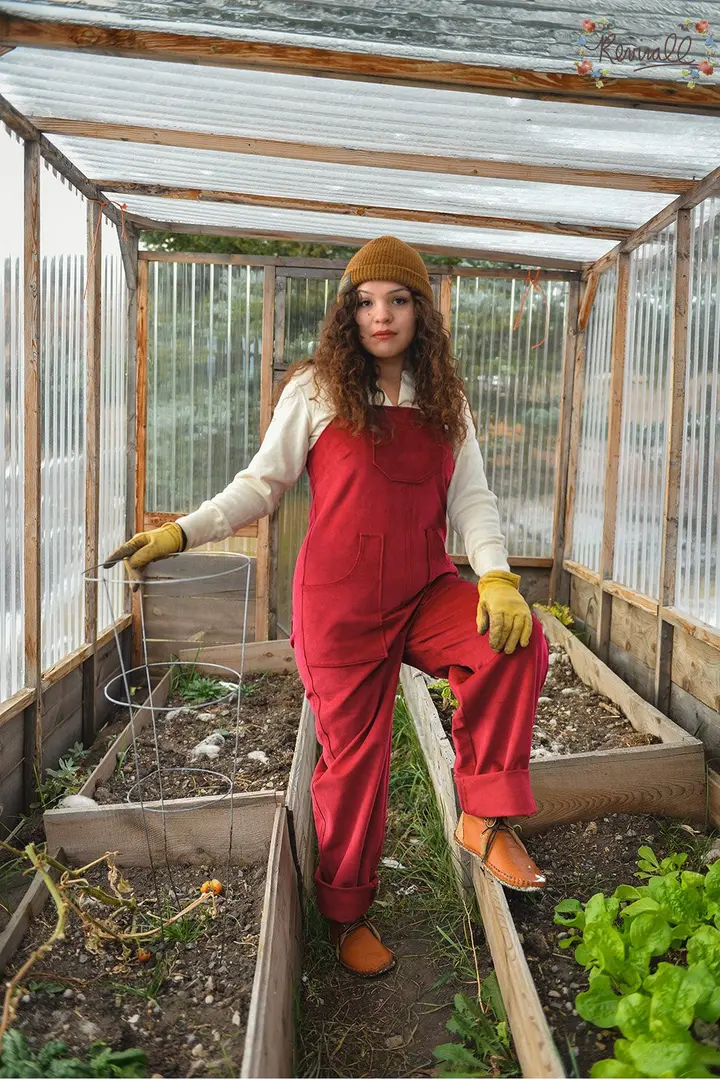 Corduroy Overalls in Brick- Large