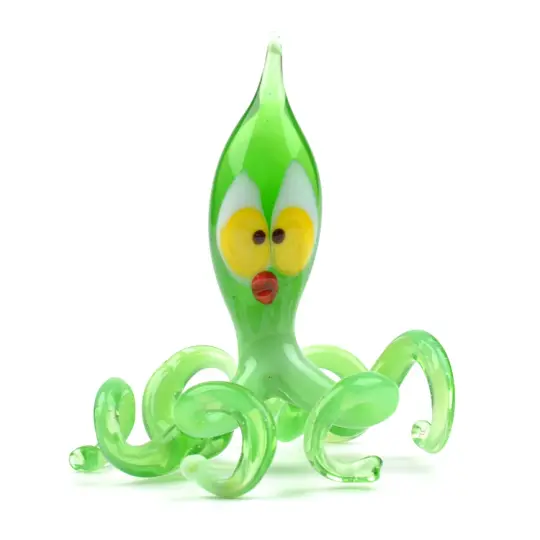 Green Octopus Glass Figurine