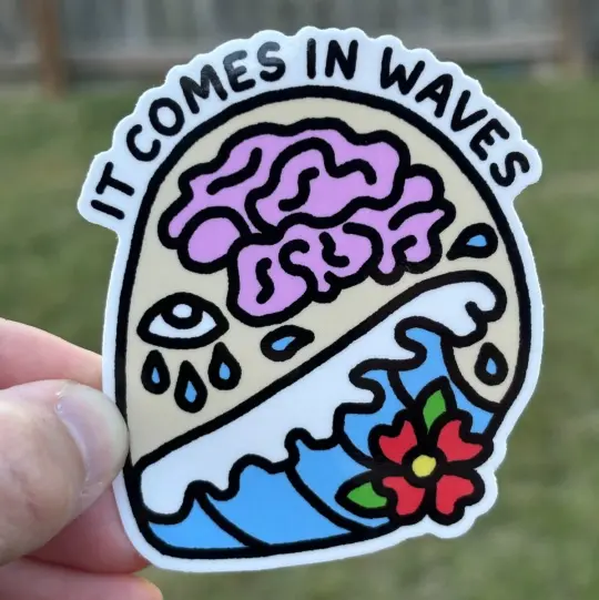 It comes in waves skull sticker