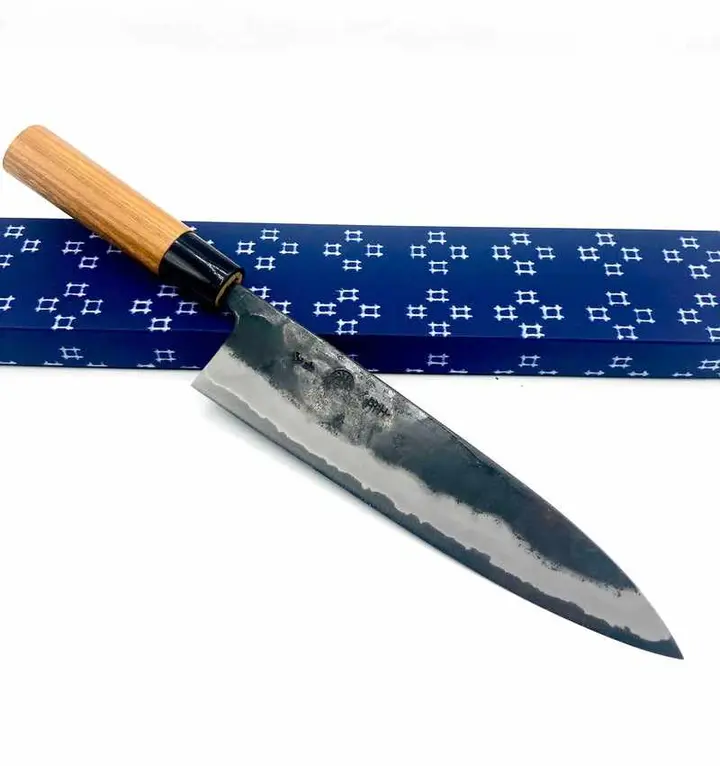 Kyohei Shindo Blue #2 Iron Clad Kurouchi 210mm Gyuto Keyaki