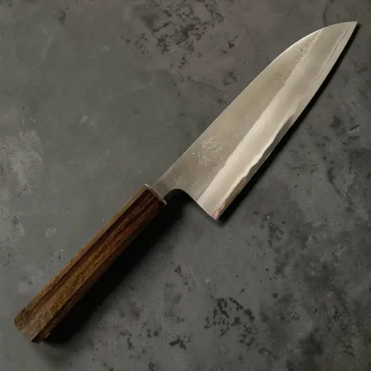 Yoshikane Stainless Clad White #2 Kurouchi Nashiji Santoku