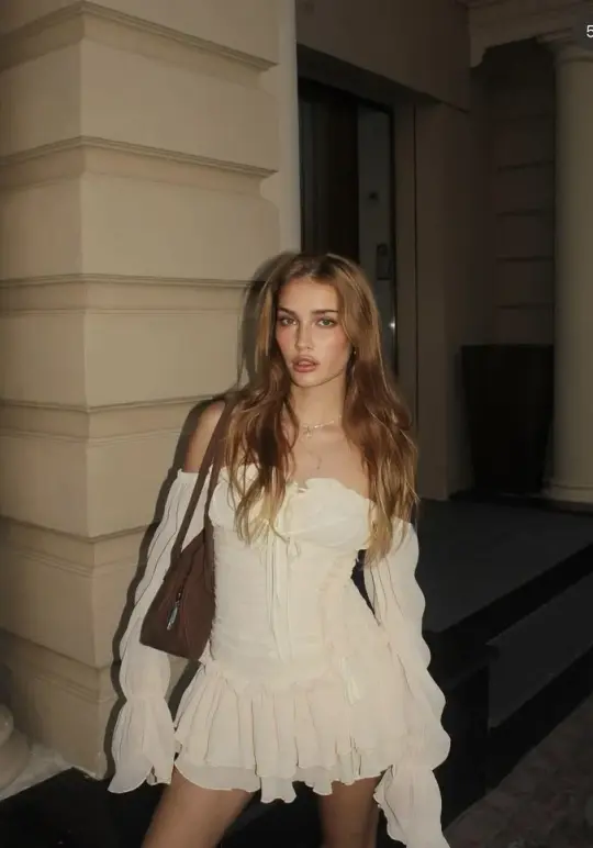 Hazy Ruffled Chiffon Women's Homecoming Dress White Corset Short Prom Gown Party Dress RS3116