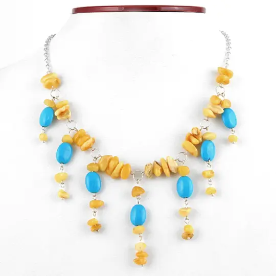 Turquoise & Butterscotch Amber Necklace