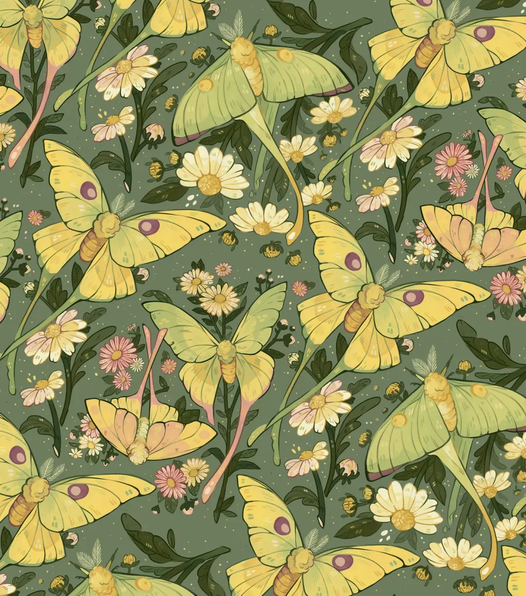 [MIDI SKIRT] Sunshine Moths
