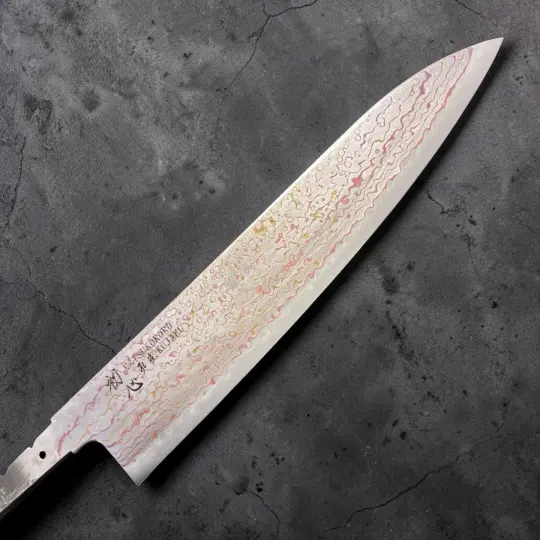 Hatsukokoro Kujaku V-Toku2 Rainbow Damascus Gyuto 210mm No Handle