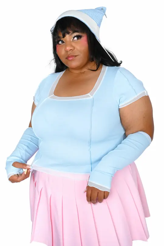 Izzy Armwarmer Crop Top - Blue