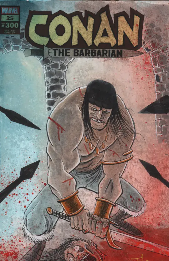 CONAN THE BARBARIAN #300 PAINTED SKETCH COVER