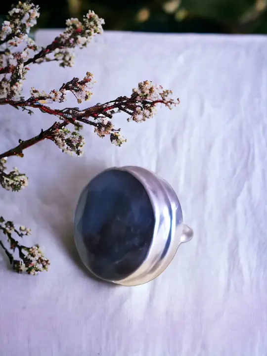 Solid Silver Labradorite Ring