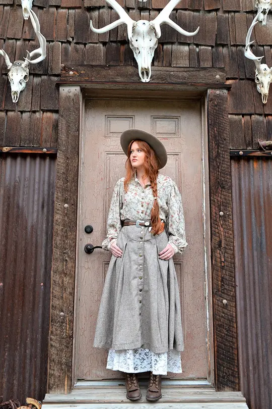 Long Wool Lacey Jean Skirt in Mountain Tweed
