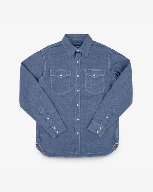 10oz Selvedge Chambray Single Yoke Western Shirt - Blue