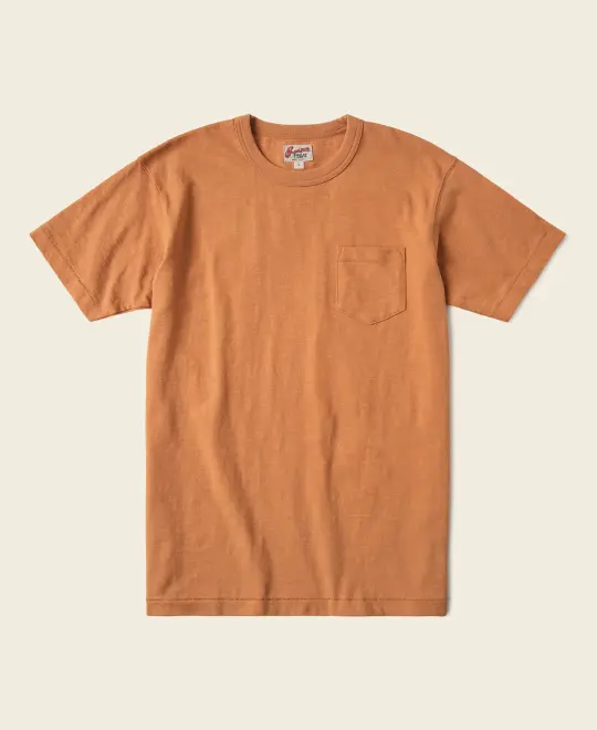 Loopwheel Tubular Slub Cotton Pocket T-Shirt - Orange