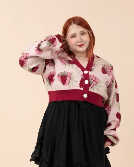 Cropped Raspberry Cardigan