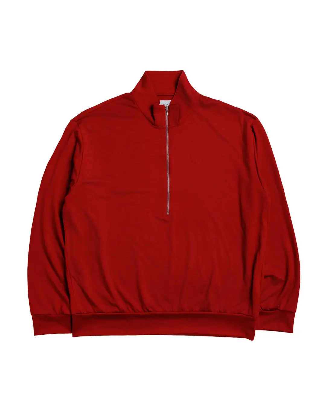 marka Half-Zip Stand Collar Super 100's Washable Wool Jersey Red