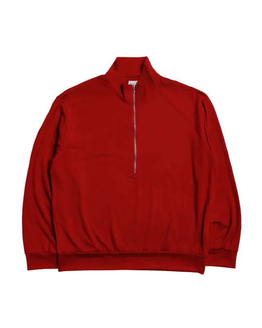 marka Half-Zip Stand Collar Super 100's Washable Wool Jersey Red
