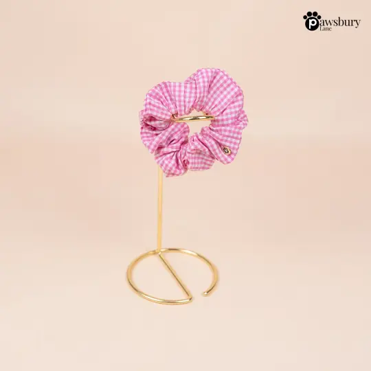 Pink Gingham - Scrunchie