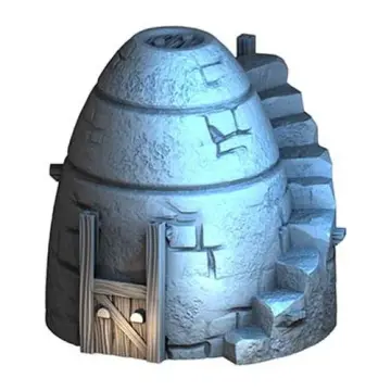 Granary 28mm 3D printed medieval fantasy town terrain, 3D render, front view