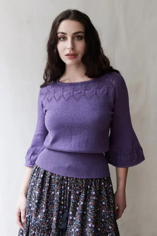 “Malva” pull léger en coton et cachemire mauve