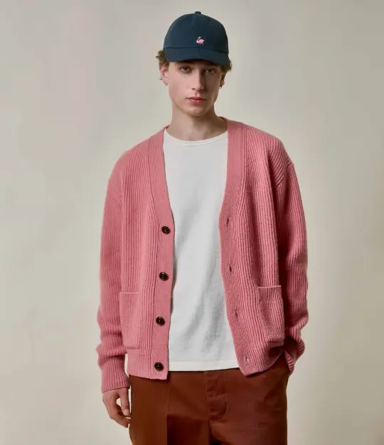 Sturdy Ribbed Merino Wool-Cashmere Cardigan